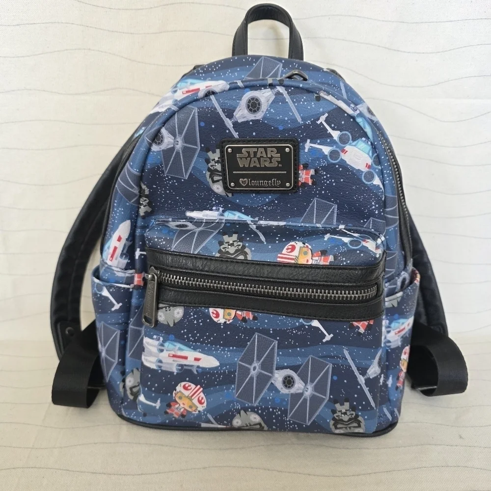 Loungefly Star Wars Chibi Spaceships Mini Backpack X-Wing Tie Fighters Disney